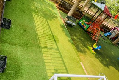 Khung cảnh trường MN Hoa Hướng Dương sau những ngày tạo không gian xanh